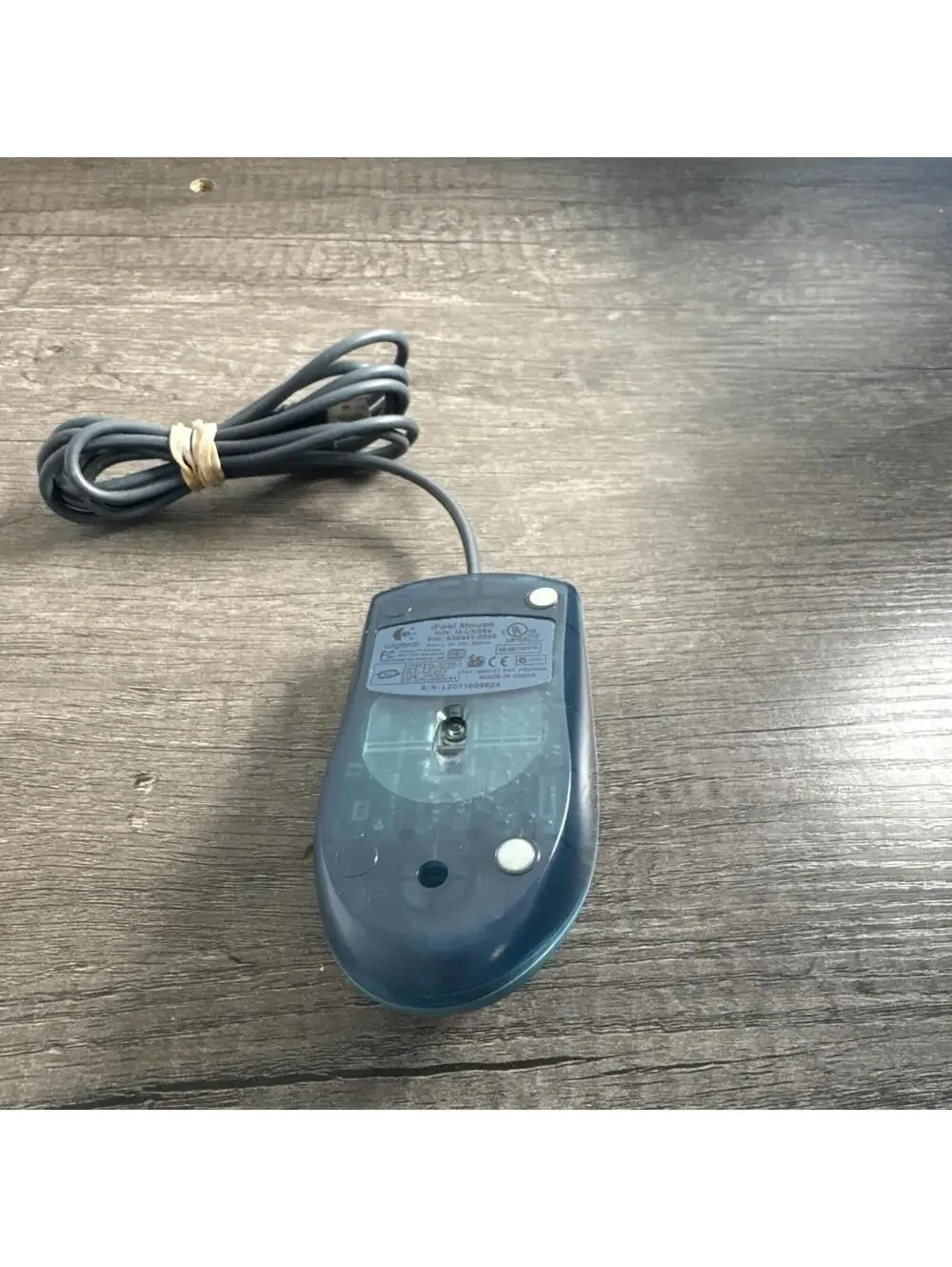 VTG Logitech iFeel Mouse M-UN58a Optical Light Blue Wired USB Transparent Base
